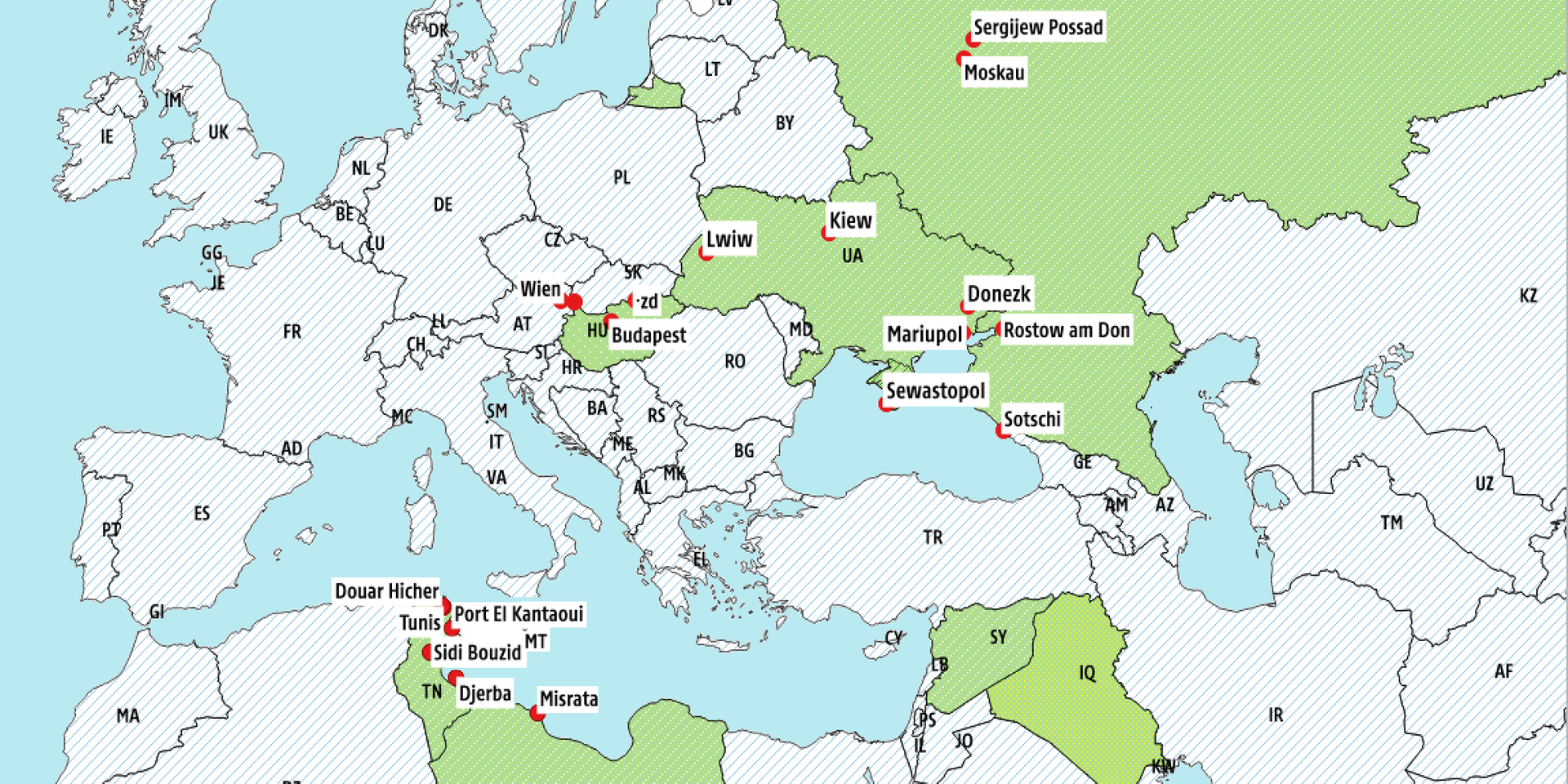 Karte Europa und Mittelmeer