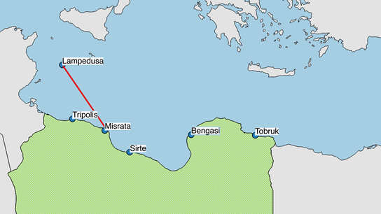 Route Misrata - Lampedusa