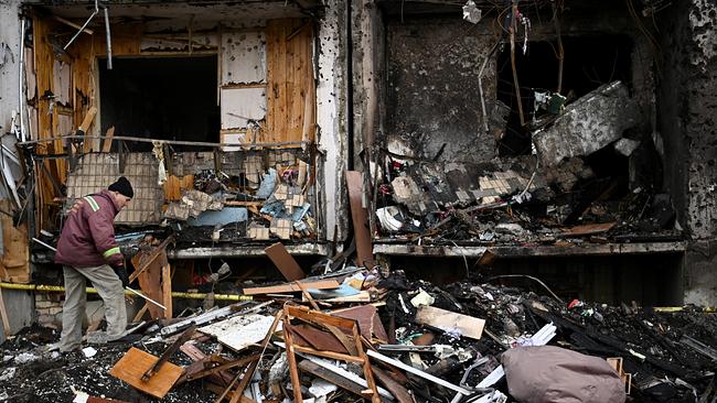Zerstörte Häuser in Kiew