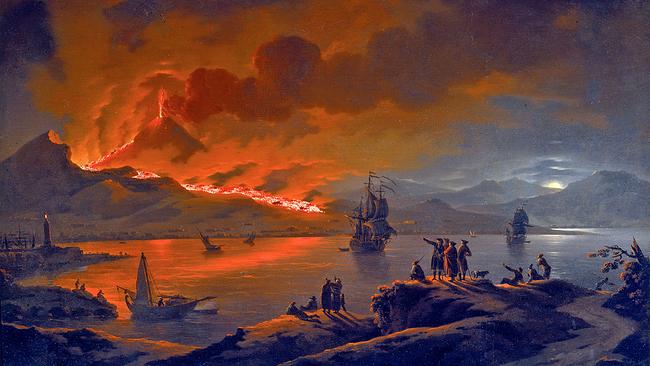 Michael Wutky, Ausbruch des Vesuvs über dem Golf von Neapel, um 1780 