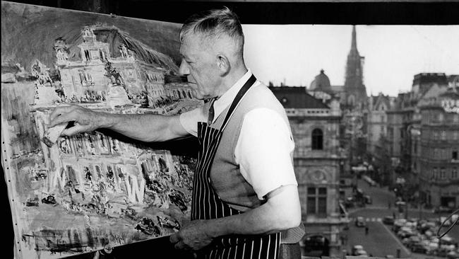 Maler Oskar Kokoschka bei der Arbeit