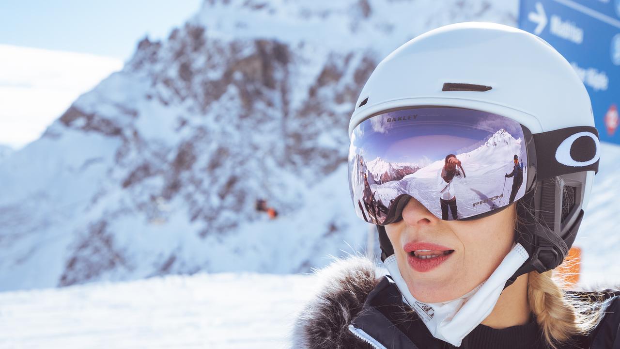 Silvia Schneider auf der Skipiste