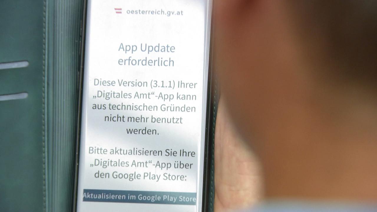 Man sieht am Handy eine Fehlermeldung beim installieren der App der ID Austria