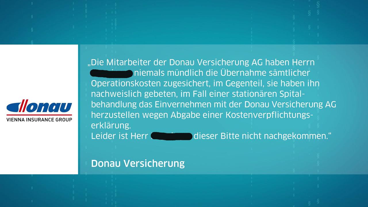 © ORF Hier ist ein Auszug der Antwort der Donau Versicherung zu sehen