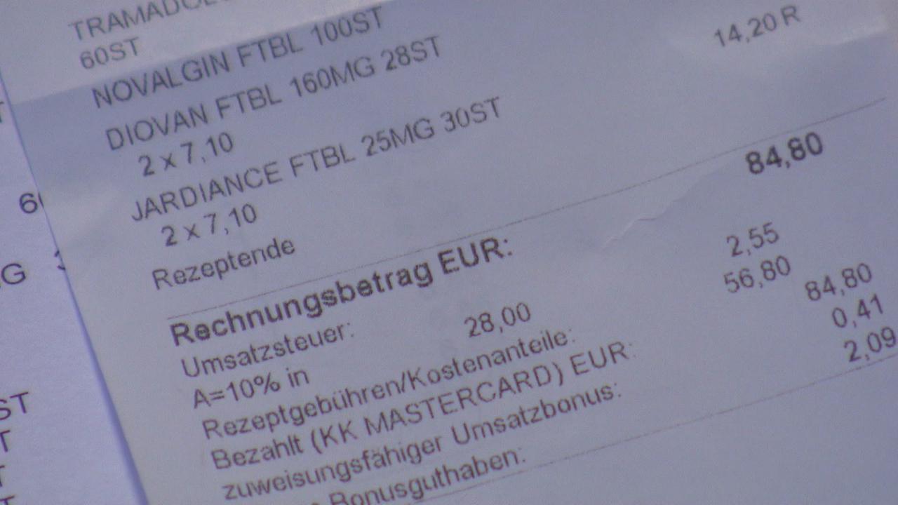 © ORF / Erwin Riegler Ein Ausschnitt einer Apothekenrechnung ist zu sehen