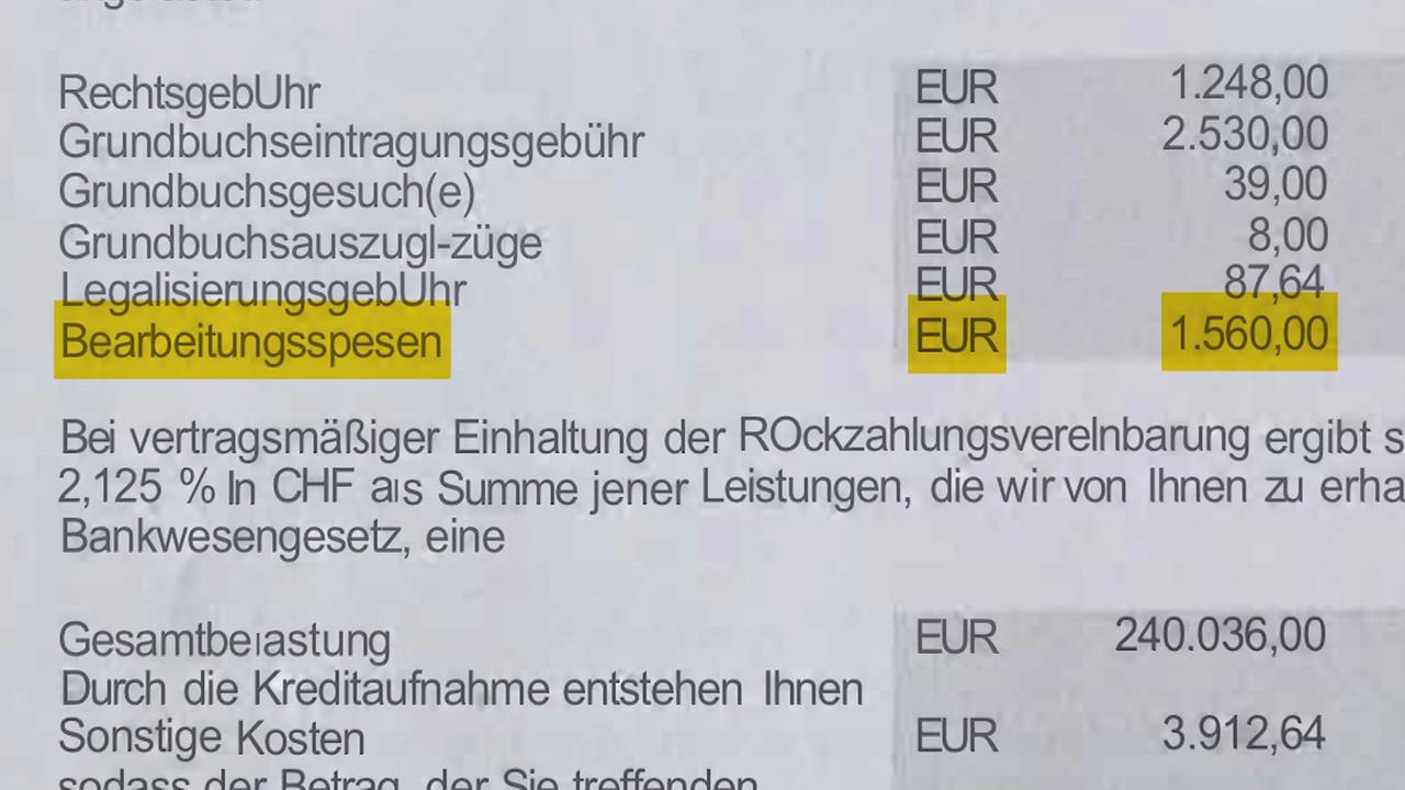 © ORF / Peter Giczy Das Bild zeigt eine Aufstellung der Bankspesen