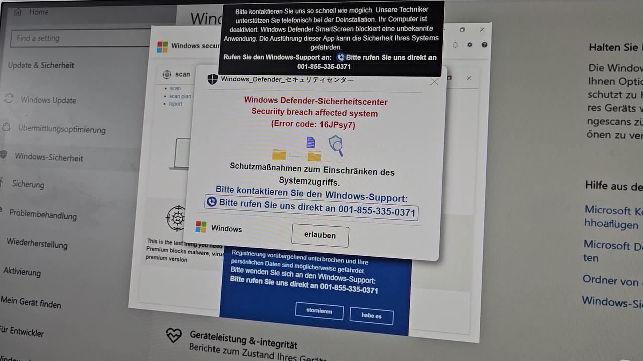 © ORF / Gerhard Lappan, Tom Gerhartl Es wird der Bildschirm gezeigt mit der verhängnisvollen Fehlermeldung