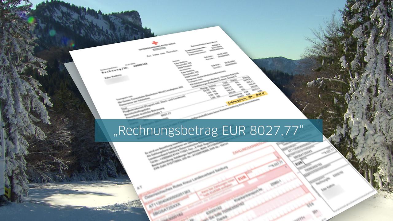 Im Bild ist die über 8.000,- Euro hohe Rechnung des Roten Kreuzes für den Hubschraubereinsatz zu sehen