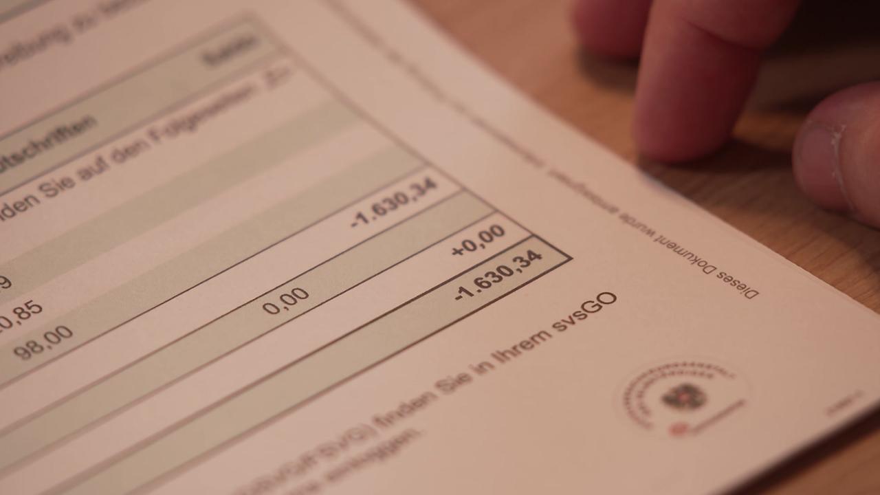 Das Bild zeigt den Bescheid der SVS mit der Forderung über 1600,- Euro