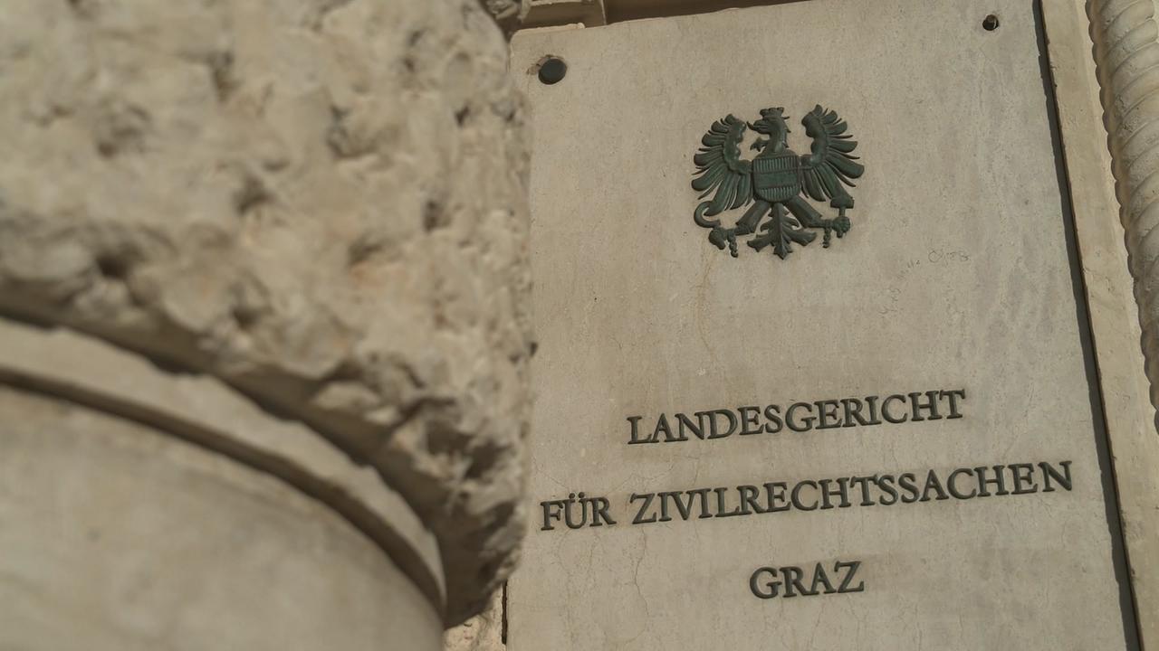 © ORF Im Bild ist das Schild des Landesgerichts für Zivilrechtssaachen Graz zu sehen