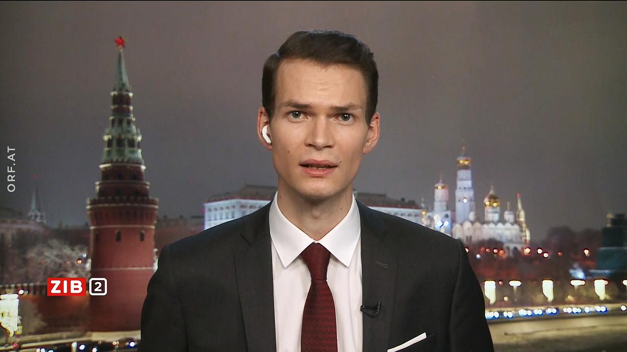 Ausschnitt aus einer ZIB 2-Schaltung zum Russland-Korrespondenten Paul Krisai nach Moskau. 
