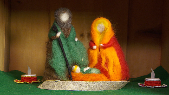 Krippenfiguren Maria, Josef und Jesuskind aus Filz