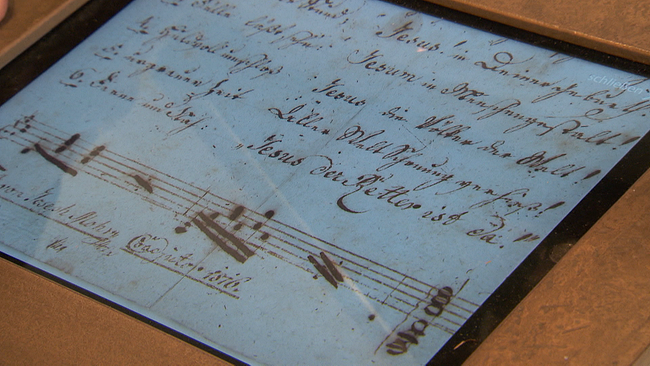 Historisches Dokument mit Text und Melodie vom Lied "Stille Nacht, Heilige Nacht"