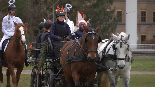© ORF NÖ Kutsche mit Nikolaus und Reiter mit Heiligenschein