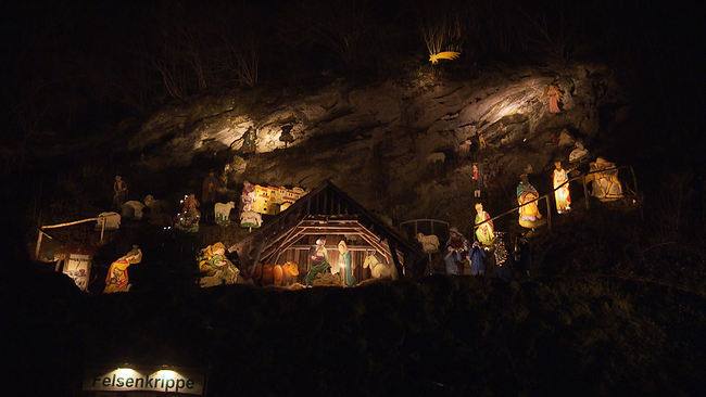 © ORF NÖ Beleuchtete Felsenkrippe