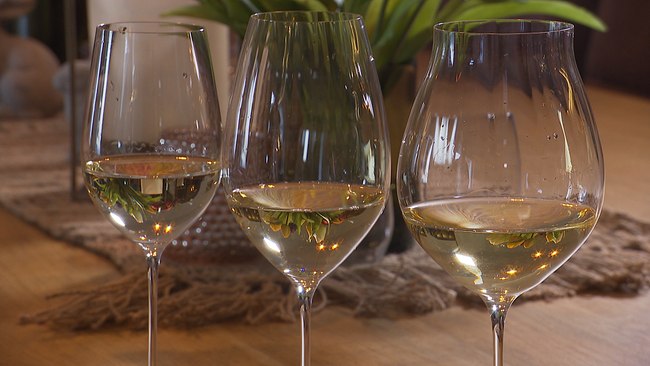 3 Weingläser mit Weißwein