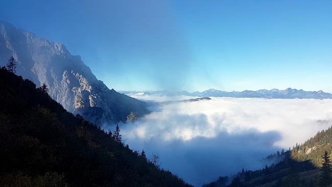 Wilder Kaiser Nordseite - Nebel im Kaisertal, Blick Richtung Kufstein.