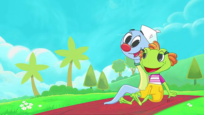 Bakabus Freunde sitzen auf einem Teppich auf einer Wiese