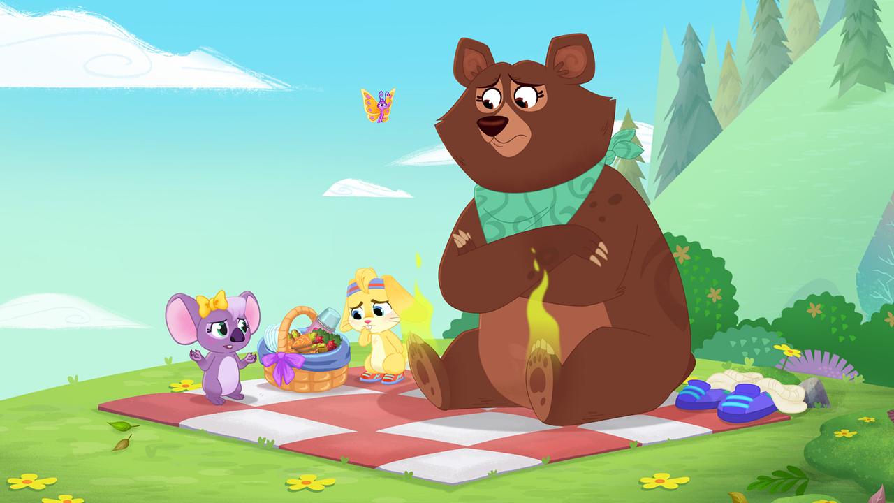 Bär Otto macht mit seinen Freunden ein Picknick