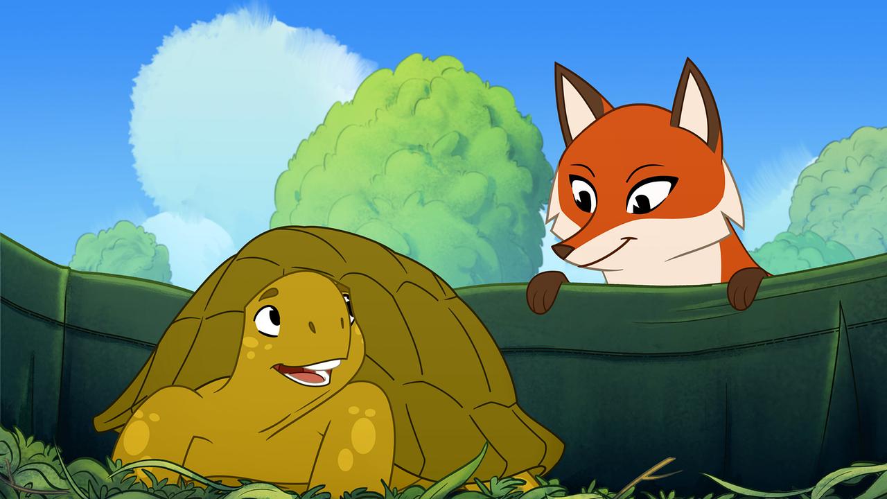 © ORF/ZDF Studios/Caligari Die Schildkröte Törtel spricht mit einem Fuchs