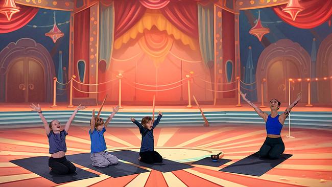 Aurelia, Victor, Hannah und Teresa sind die Yoga Kids beim Zirkus