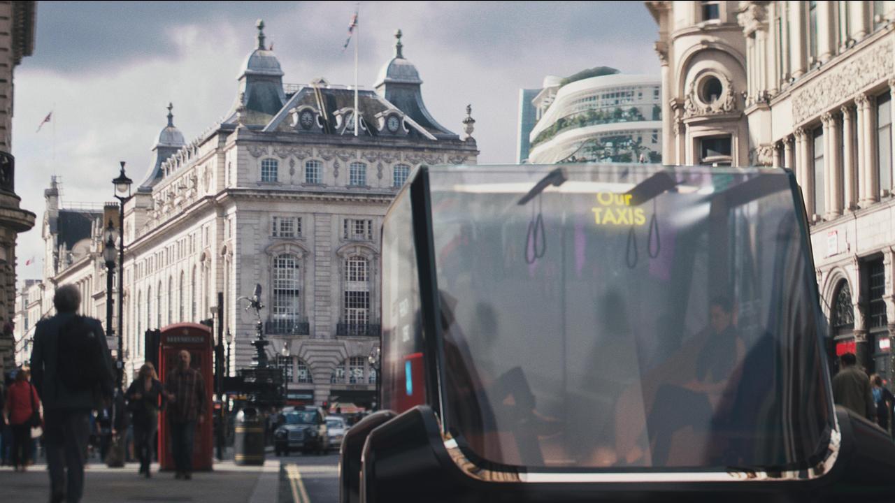 Animation von selbstfahrenden Taxis in einer Großstadt