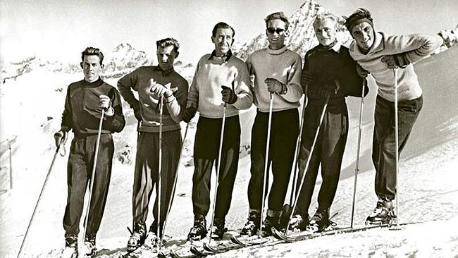 Skigeschichte Skiwunderteam: Ernst Hinterseer, Hias Leitner, Christian Pravda, Fritz Huber, Anderl Molterer, Toni Sailer.