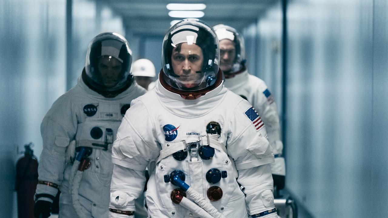 Im Bild (v.li.): Lukas Haas (Mike Collins), Ryan Gosling (Neil Armstrong), Corey Stoll (Buzz Aldrin).