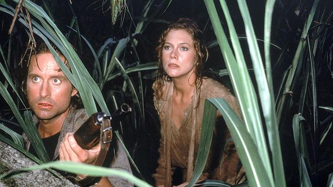 Im Bild: Michael Douglas (Jack Colton), Kathleen Turner (Joan Wilder).