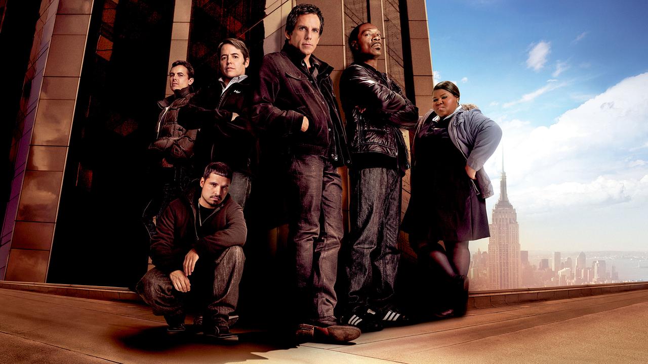 © ORF/Universal Im Bild: Casey Affleck (Charlie Gibbs), Michael Peña (Enrique DevReaux), Matthew Broderick (Mr. Fitzhugh), Ben Stiller (Josh Kovaks), Eddie Murphy (Slide), Gabourey Sidibe (Odessa).
