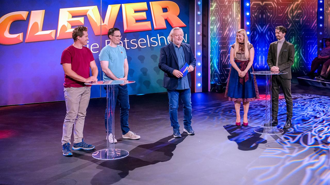 CLEVER – die Rätselshow: Benedikt Zörfus, Alexander Ruth, Gregor Seberg, Nicole Fürhapter, Clemens-Maria Schreiner
