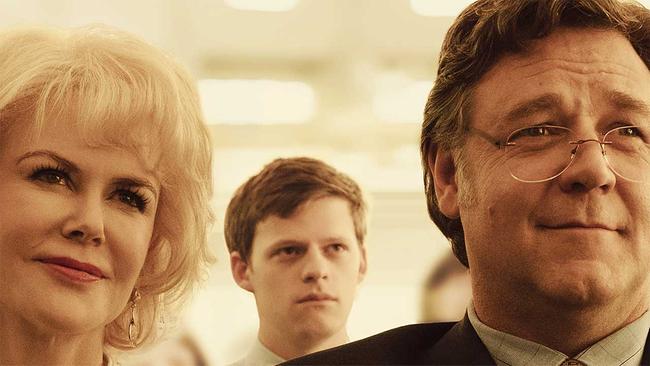 Im Bild: Lucas Hedges (Jared Eamons), Russell Crowe (Marshall Eamons), Nicole Kidman (Nancy Eamons).