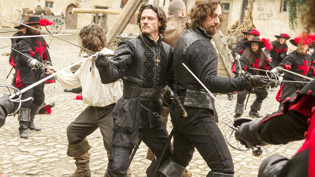 Im Bild: Logan Lerman (D'Artagnan), Luke Evans (Aramis), Ray Stevenson (Porthos), Matthew Macfadyen (Athos).