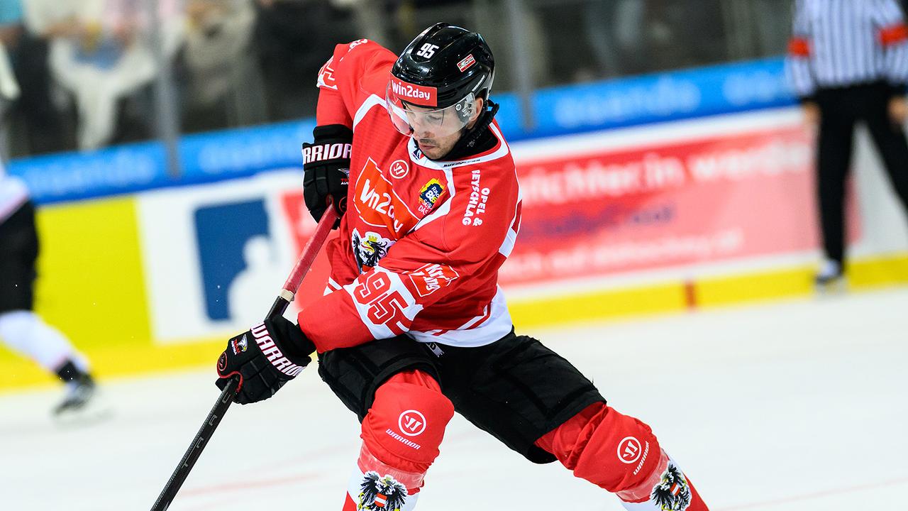 © APA/MAX SLOVENCIK Lukas Kainz (AUT) im Rahmen eines Eishockey Testpieles zwischen Österreich und Kanada, am Sonntag, 4. Mai 2025, in Wien.