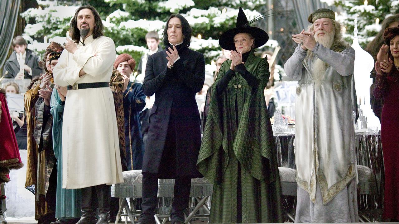 Predrag Bjelac (Igor Karkaroff), Alan Rickman (Severus Snape), Maggie Smith (Minerva McGonagall), Michael Gambon (Albus Dumbledore)
