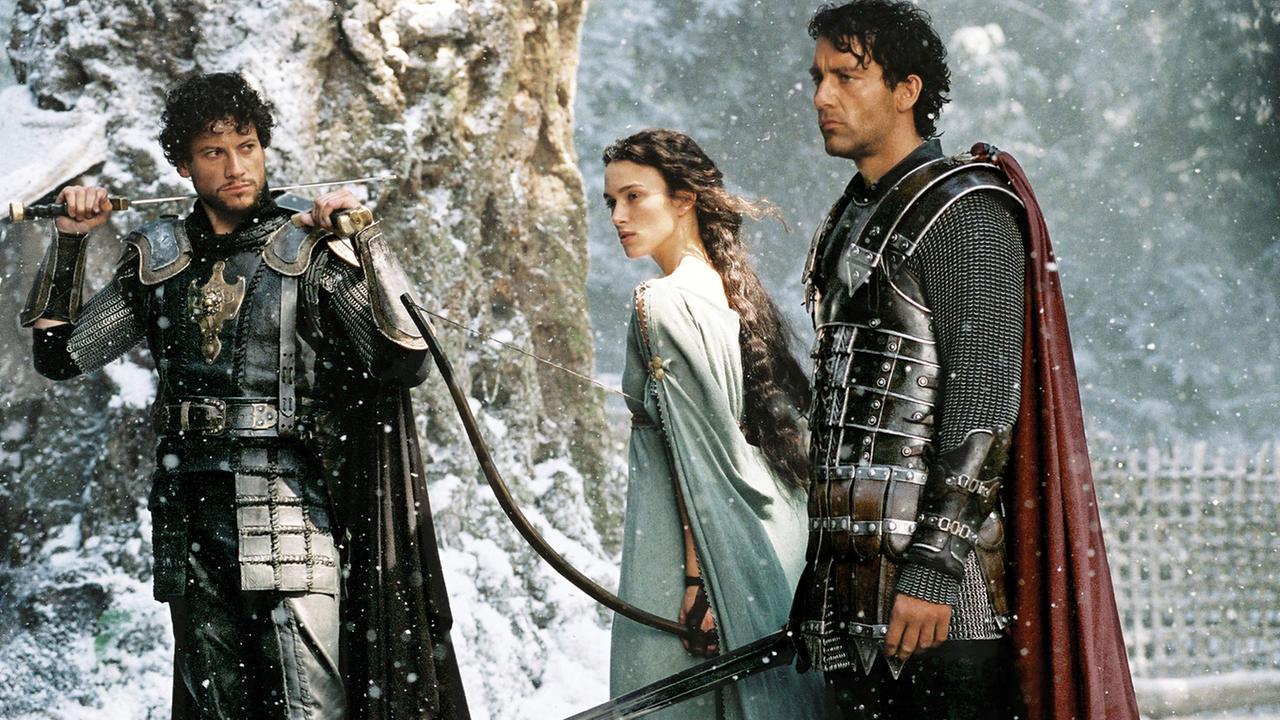 Im Bild (v.li.): Ioan Gruffudd (Lancelot), Keira Knightley (Guinevere), Clive Owen (Arthur).