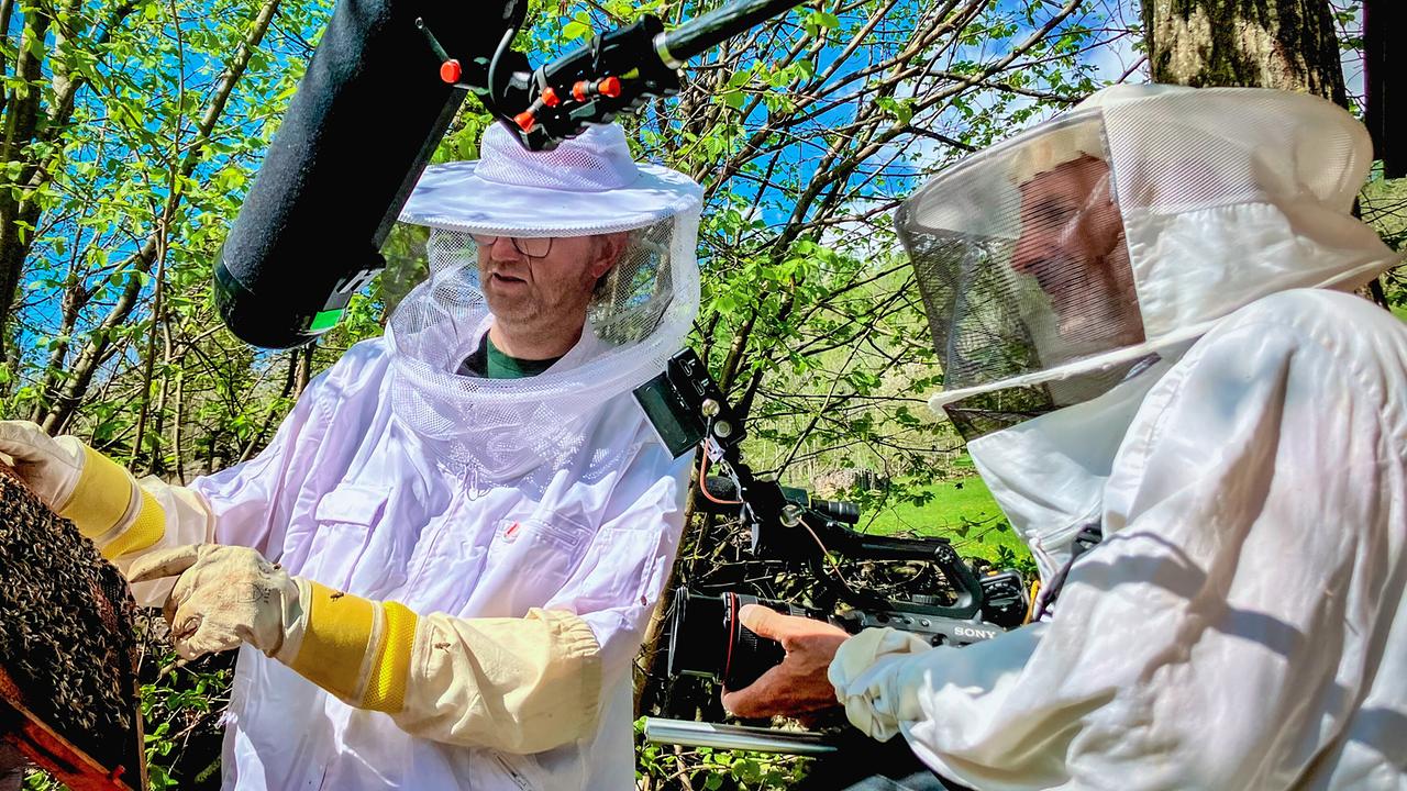 Neuer Job - Neues Leben: Imker und Bauer Darek Radziwon gemeinsam mit Kameramann bei Dreharbeiten in Mörtschach, Kärnten