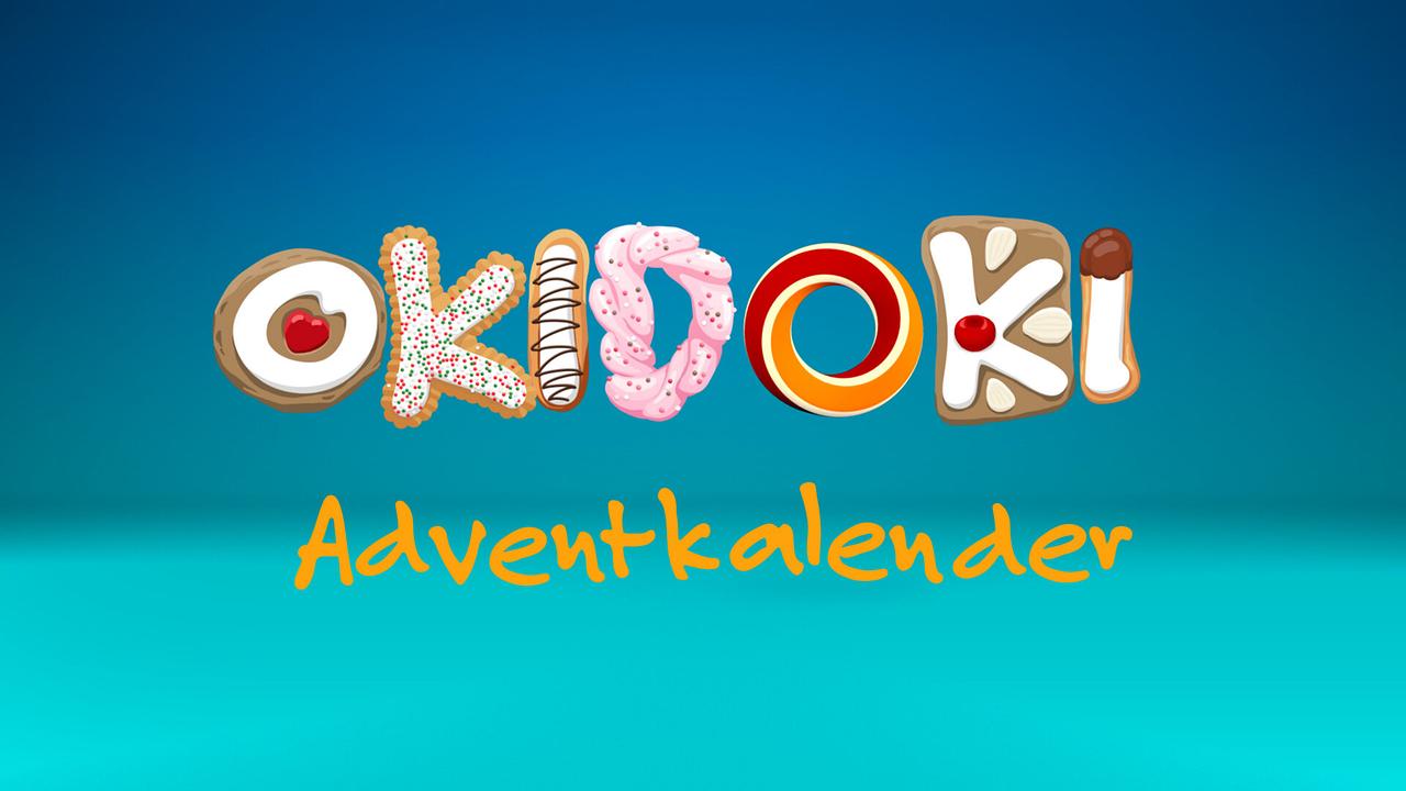 Buntes Logo mit Schriftzug "Okidoki Adventkalender"