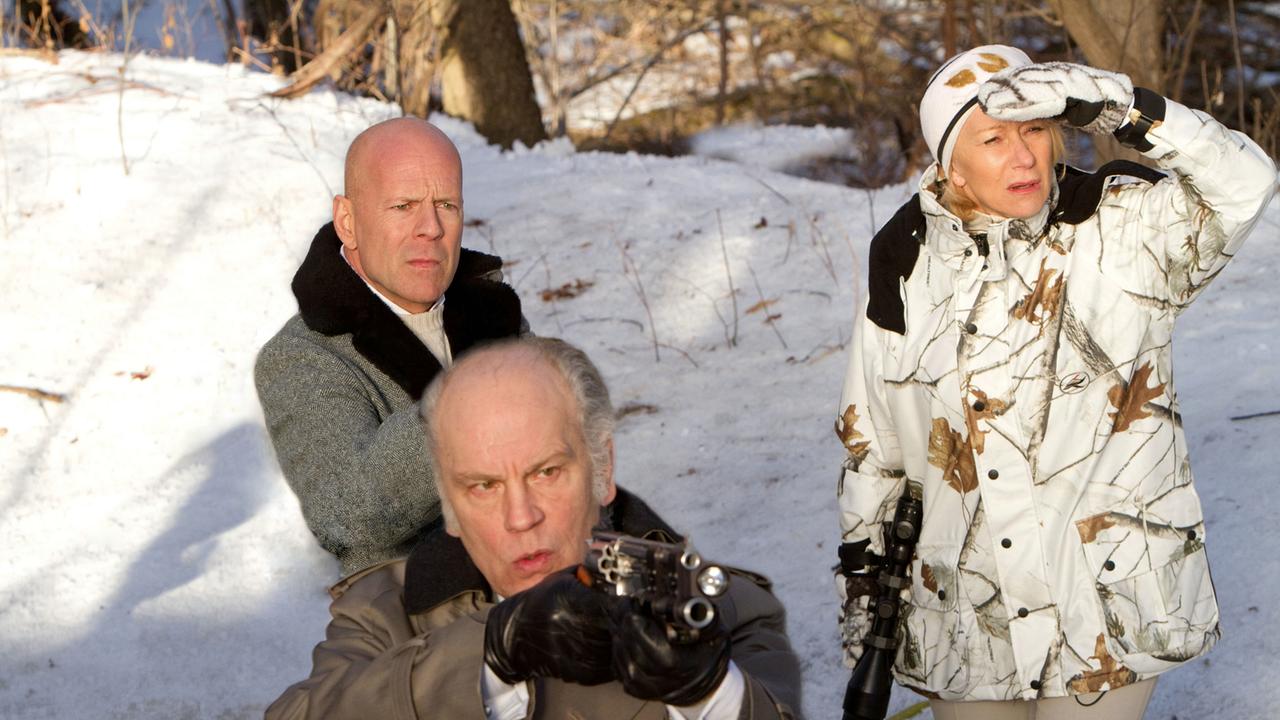 Im Bild: Bruce Willis (Frank Moses), John Malkovich (Marvin Boggs), Helen Mirren (Victoria).