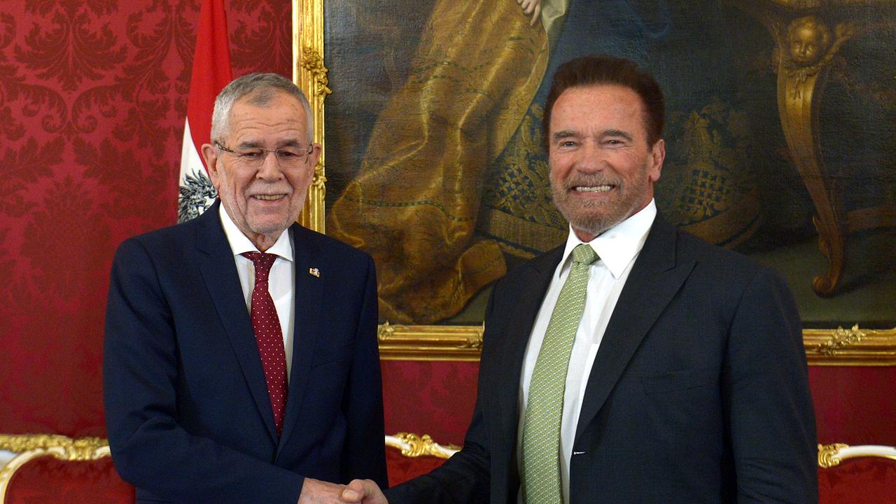 Bundespräsident Alexander Van der Bellen (l.) und Arnold Schwarzenegger am Dienstag, 28. Jänner 2020, anl. eines offiziellen Treffens in der Präsidentschaftskanzlei in Wien. - 