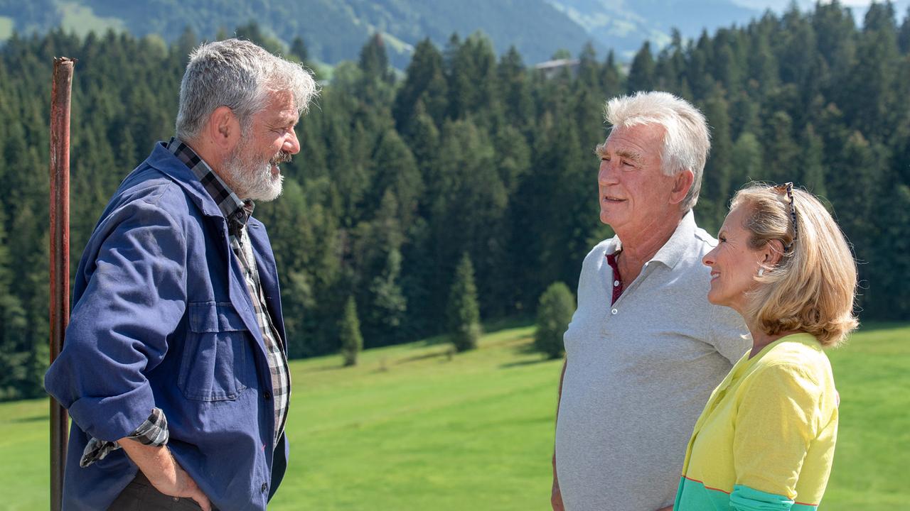 "Soko Kitzbühel - Alleingelassen": Werner Brix (Joe Thaler), Heinz Marecek (Hannes Kofler), Andrea L'Arronge (Gräfin Schönberg)