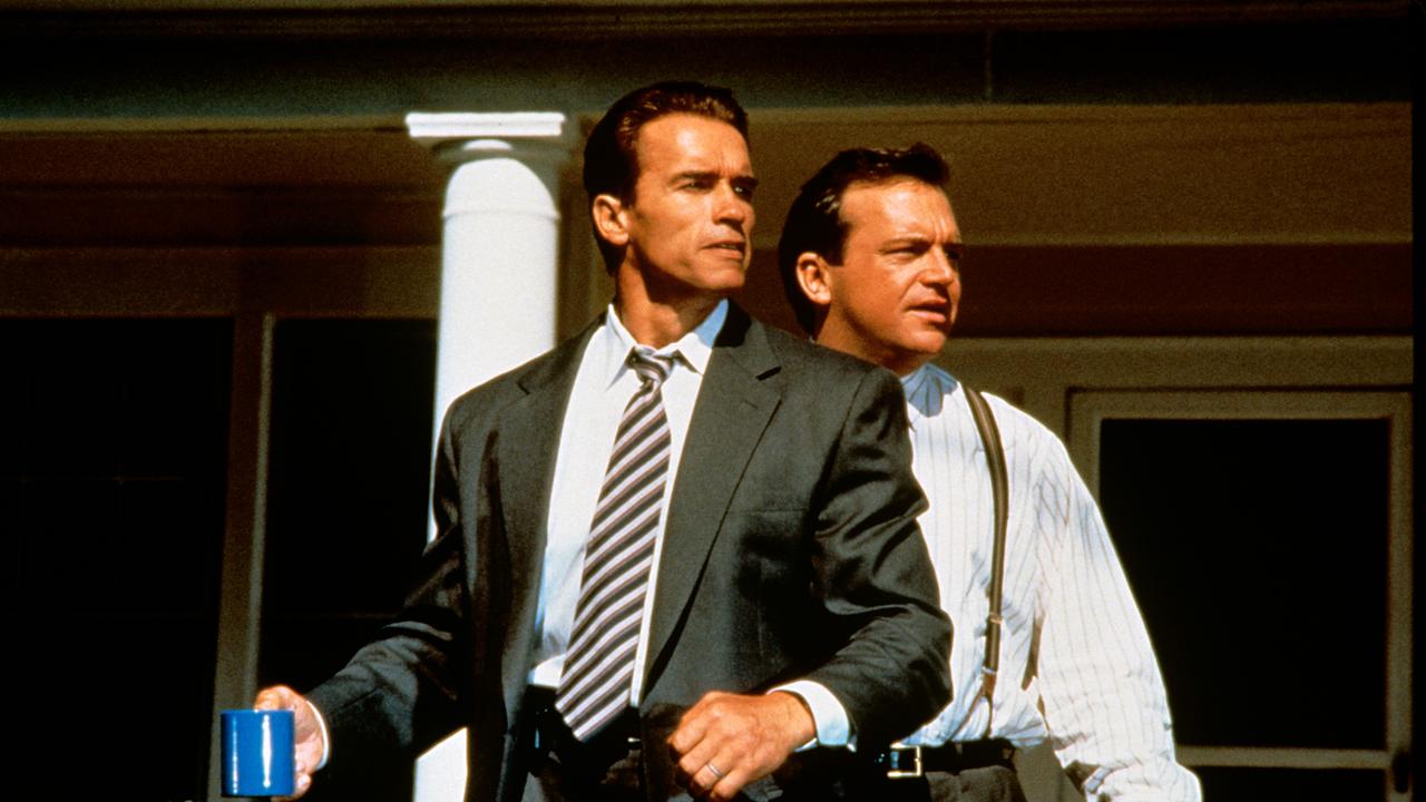 Im Bild: Arnold Schwarzenegger (Harry Tasker), Tom Arnold (Gib).