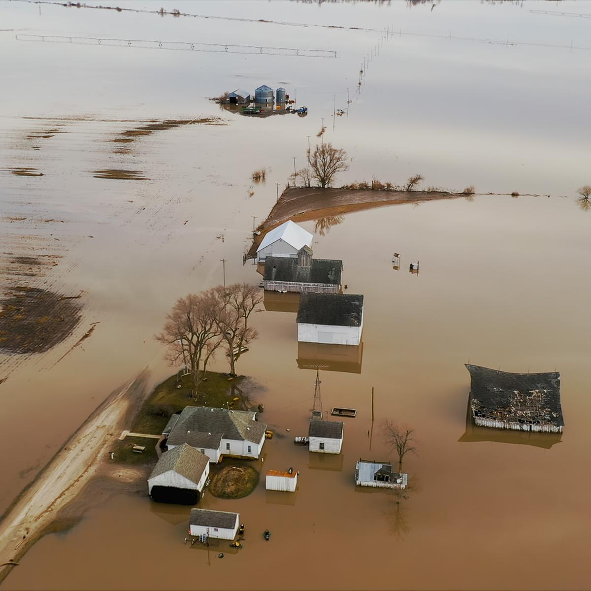 Im Bild: Heftige Unwetter in USA führen zu Überschwemmungen auf den Landwirtschaftsflächen der Kornkammer Amerikas.