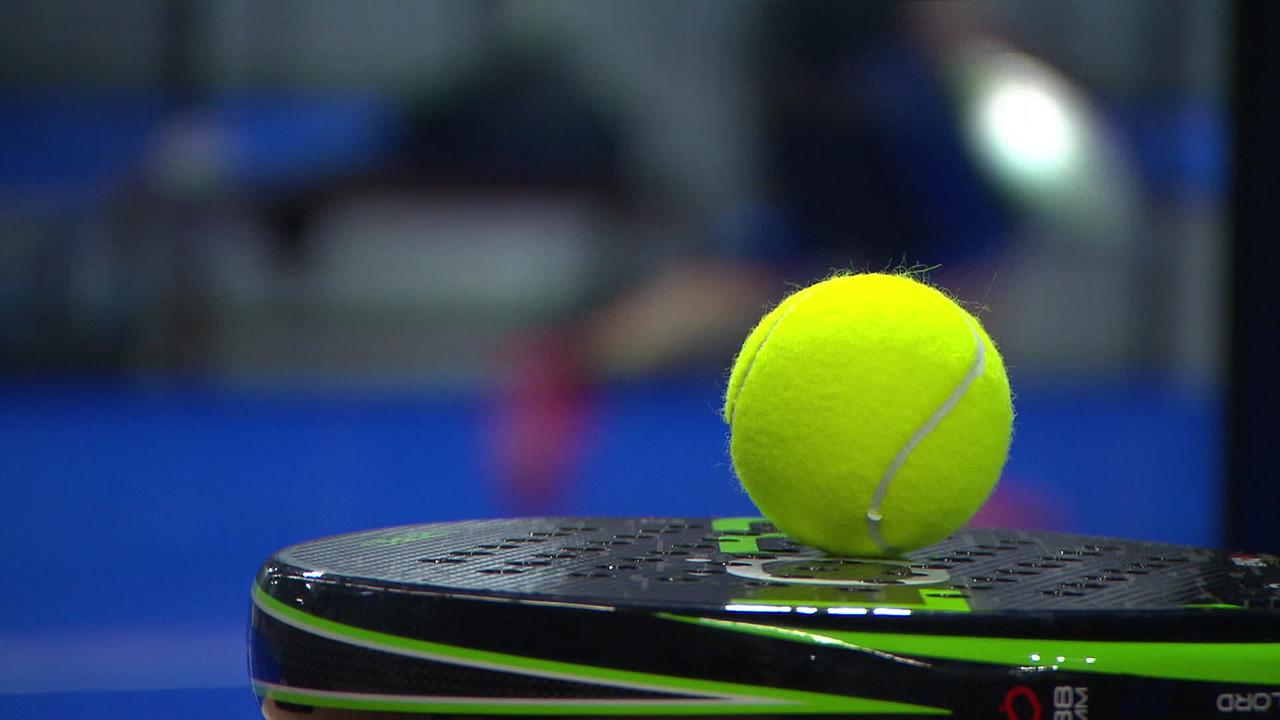 © ORF Ein Tennisball liegt auf einem Padel-Tennis-Schläger