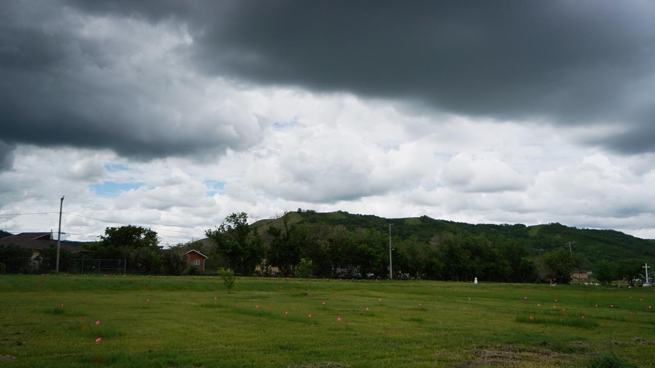 Feld in der Nähe der Marieval Indian Residential School in Grayson