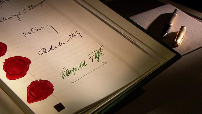 Staatsvertrag, Unterschrift von Leopold Figl