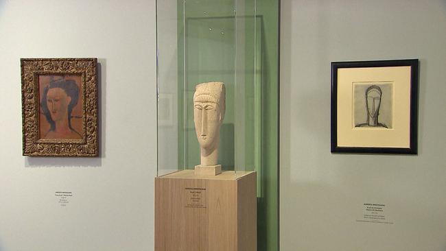 Ausstellungsansicht - Modiglianis Werke