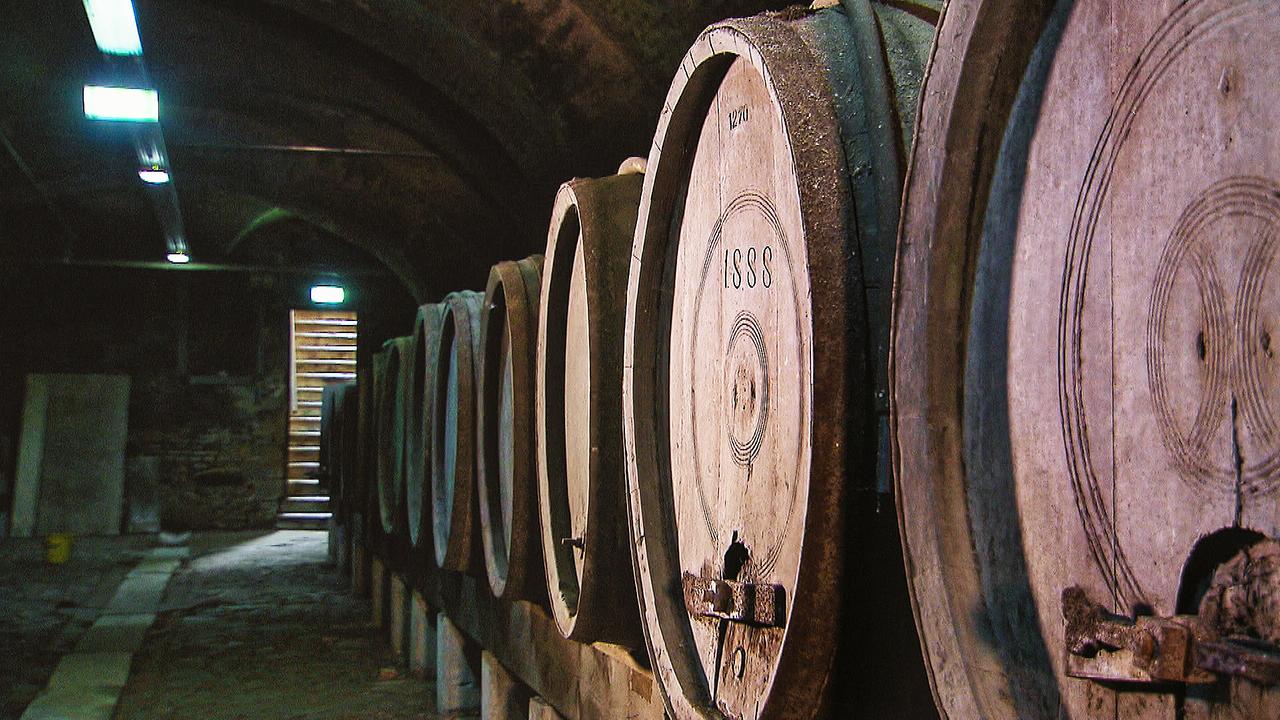 Mostfässer im Keller