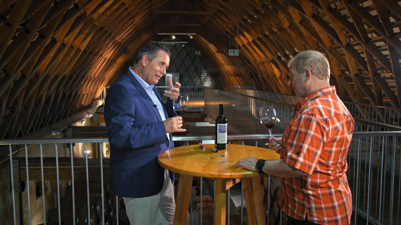 Harry Prünster erhält eine Einführung ins professionelle Weinverkosten von Dr. Josef Schuller