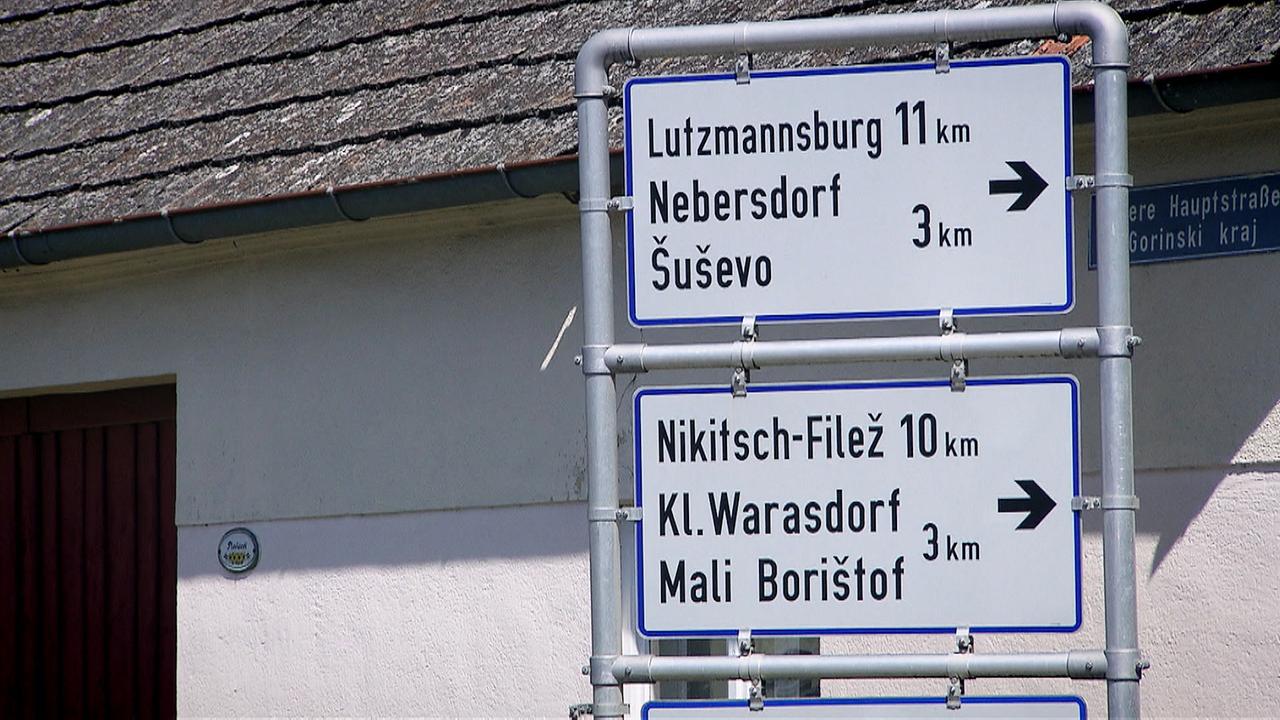 Zweisprachige Wegweisertafeln im Burgenland